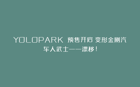 YOLOPARK 预售开启｜变形金刚汽车人武士——漂移!