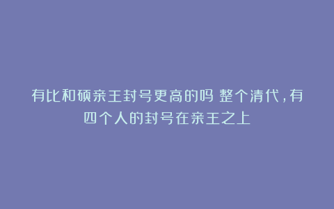 有比和硕亲王封号更高的吗？整个清代，有四个人的封号在亲王之上