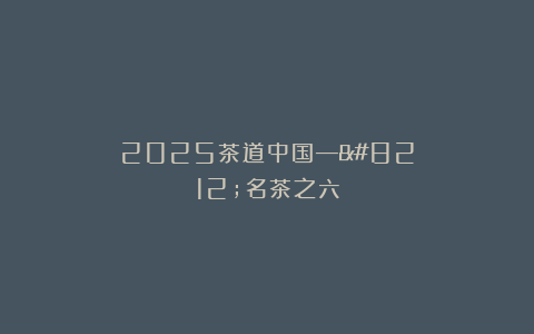2025茶道中国——名茶之六