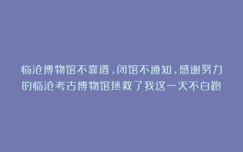 临沧博物馆不靠谱，闭馆不通知，感谢努力的临沧考古博物馆拯救了我这一天不白跑
