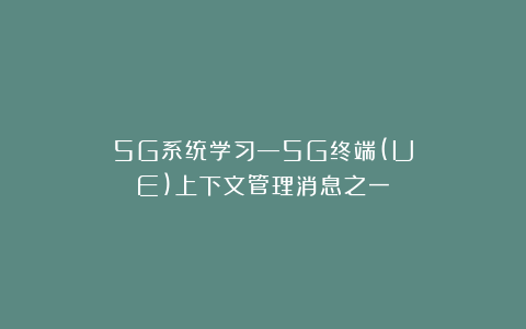 5G系统学习—5G终端(UE)上下文管理消息之一