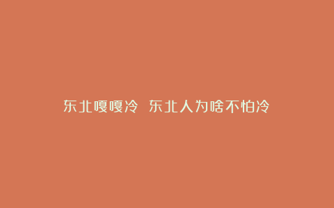 东北嘎嘎冷 东北人为啥不怕冷？