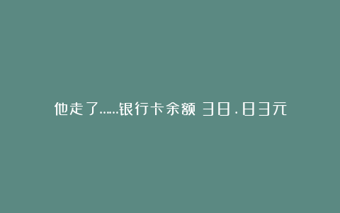 他走了……银行卡余额：38.83元