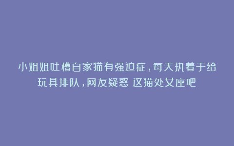 小姐姐吐槽自家猫有强迫症，每天执着于给玩具排队，网友疑惑：这猫处女座吧！