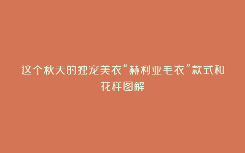 这个秋天的独宠美衣“赫利亚毛衣”款式和花样图解
