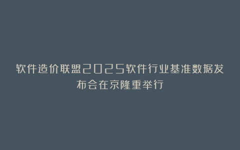软件造价联盟2025软件行业基准数据发布会在京隆重举行