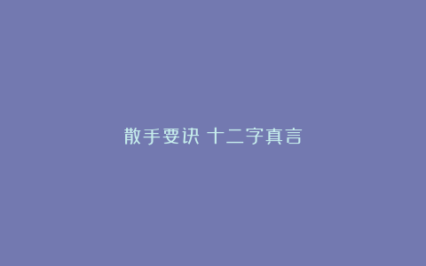 散手要诀（十二字真言）
