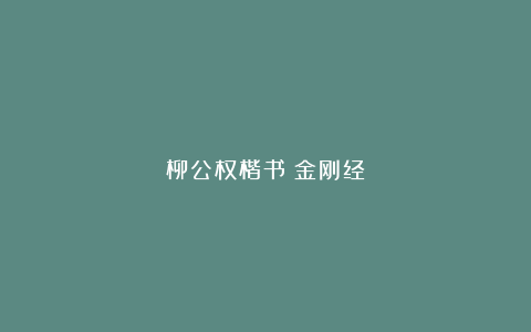 柳公权楷书《金刚经》
