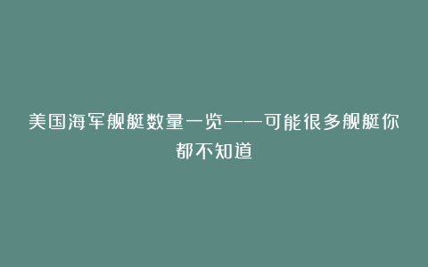美国海军舰艇数量一览——可能很多舰艇你都不知道