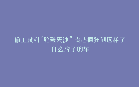 偷工减料“轮毂夹沙”？丧心病狂到这样了？什么牌子的车？