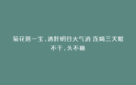 菊花搭一宝，清肝明目火气消！连喝三天眼不干，头不痛！