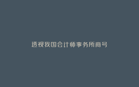透视我国会计师事务所商号