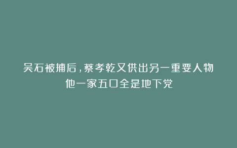吴石被捕后，蔡孝乾又供出另一重要人物：他一家五口全是地下党