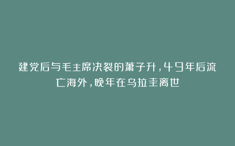 建党后与毛主席决裂的萧子升，49年后流亡海外，晚年在乌拉圭离世