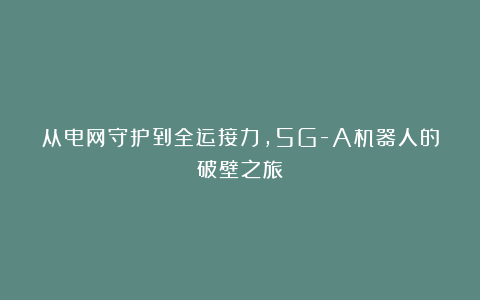 从电网守护到全运接力，5G-A机器人的破壁之旅
