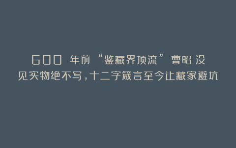 600 年前 “鉴藏界顶流” 曹昭:没见实物绝不写,十二字箴言至今让藏家避坑!
