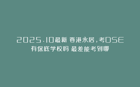 2025.10最新｜香港永居，考DSE有保底学校吗？最差能考到哪？