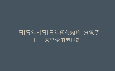 1915年-1916年稀有照片，只做了83天皇帝的袁世凯
