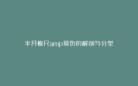 半月板Ramp损伤的解剖与分型