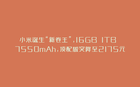 小米诞生“新卷王”，16GB 1TB 7550mAh，顶配版突降至2175元