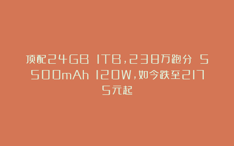 顶配24GB 1TB，238万跑分 5500mAh 120W，如今跌至2175元起