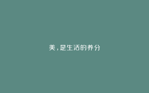 美,是生活的养分