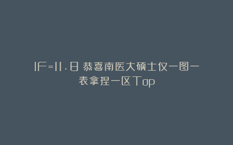 IF=11.8！恭喜南医大硕士仅一图一表拿捏一区Top