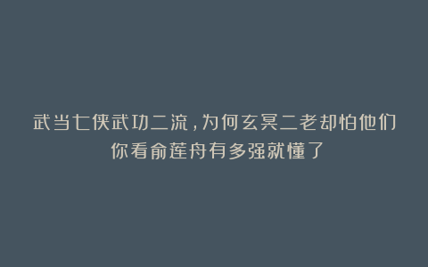 武当七侠武功二流，为何玄冥二老却怕他们？你看俞莲舟有多强就懂了