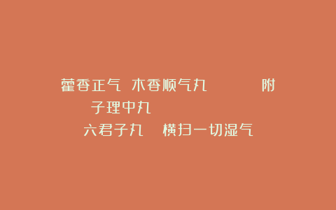 藿香正气 木香顺气丸        附子理中丸               六君子丸   横扫一切湿气