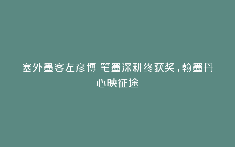 塞外墨客左彦博：笔墨深耕终获奖，翰墨丹心映征途