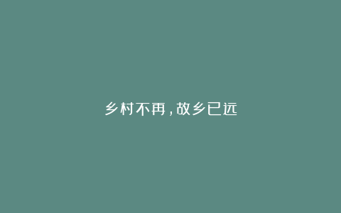乡村不再，故乡已远