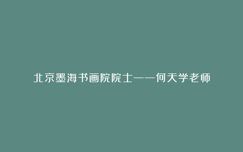 北京墨海书画院院士——何天学老师