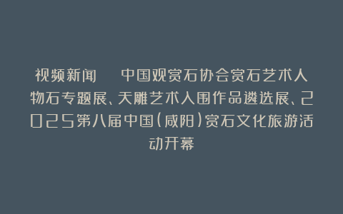 视频新闻 | 中国观赏石协会赏石艺术人物石专题展、天雕艺术入围作品遴选展、2025第八届中国(咸阳)赏石文化旅游活动开幕