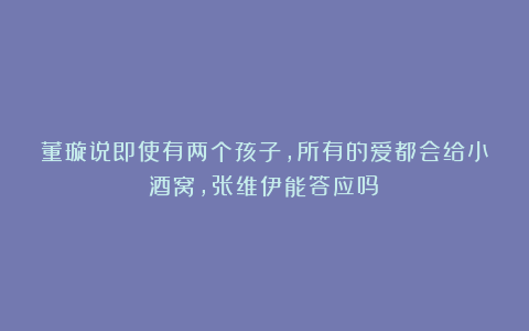 董璇说即使有两个孩子,所有的爱都会给小酒窝,张维伊能答应吗?