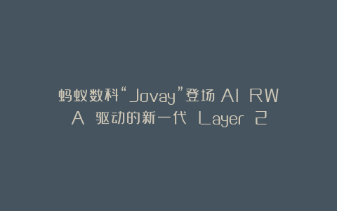 蚂蚁数科“Jovay”登场：AI RWA 驱动的新一代 Layer 2