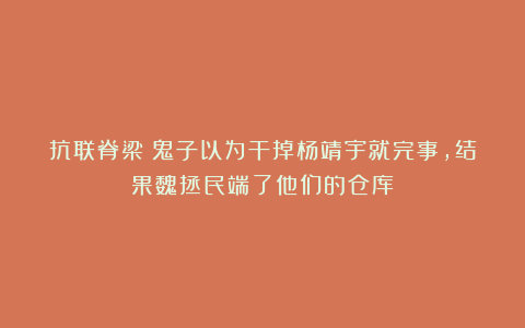 抗联脊梁:鬼子以为干掉杨靖宇就完事,结果魏拯民端了他们的仓库