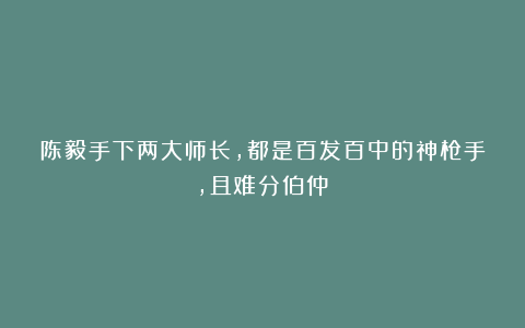 陈毅手下两大师长，都是百发百中的神枪手，且难分伯仲！