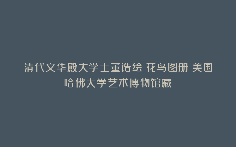清代文华殿大学士董诰绘《花鸟图册》美国哈佛大学艺术博物馆藏