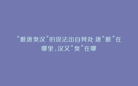 “脏唐臭汉”的说法出自何处？唐“脏”在哪里，汉又“臭”在哪？
