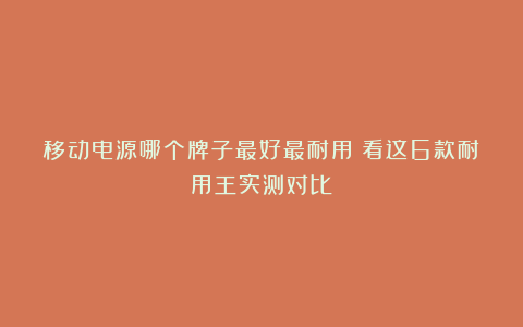 移动电源哪个牌子最好最耐用？看这6款耐用王实测对比！