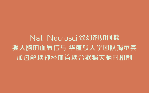Nat Neurosci：致幻剂如何欺骗大脑的血氧信号？华盛顿大学团队揭示其通过解耦神经血管耦合欺骗大脑的机制​