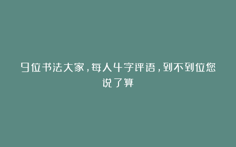 9位书法大家,每人4字评语,到不到位您说了算