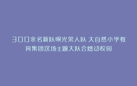 300余名新队员光荣入队!大自然小学教育集团这场主题大队会燃动校园
