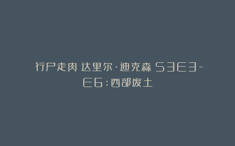 《行尸走肉:达里尔·迪克森》S3E3-E6:西部废土