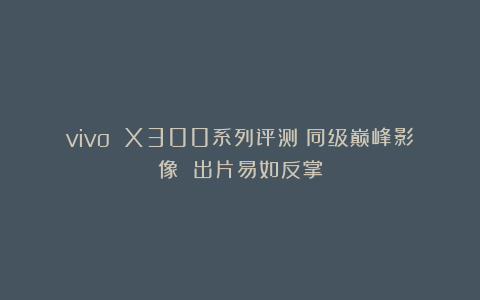 vivo X300系列评测：同级巅峰影像 出片易如反掌