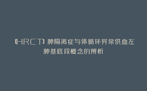 【HRCT】肺隔离症与体循环异常供血左肺基底段概念的辨析