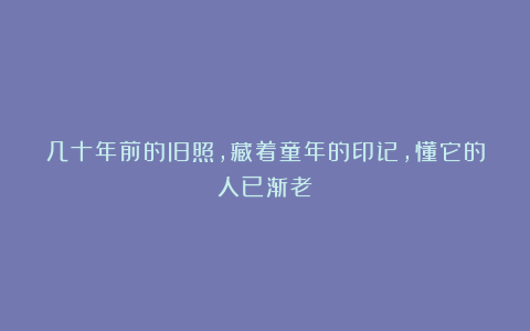 几十年前的旧照，藏着童年的印记，懂它的人已渐老