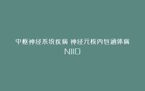 中枢神经系统疾病丨神经元核内包涵体病（NIID）