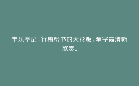 丰乐亭记，行楷榜书的天花板，单字高清晰欣赏。