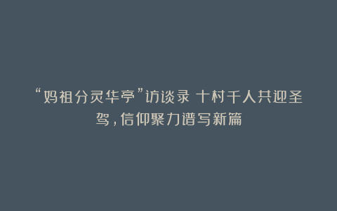 “妈祖分灵华亭”访谈录：十村千人共迎圣驾，信仰聚力谱写新篇